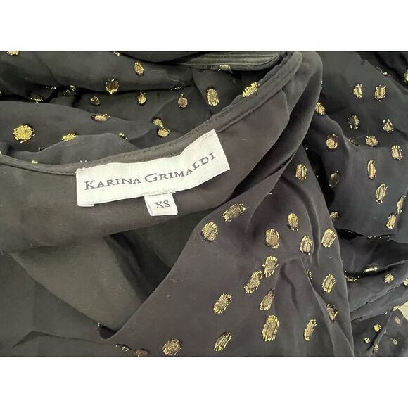 KARINA GRIMALDI BLACK LACE AND GOLD MAXI DRESS SIZE XS - Picture 2 of 12